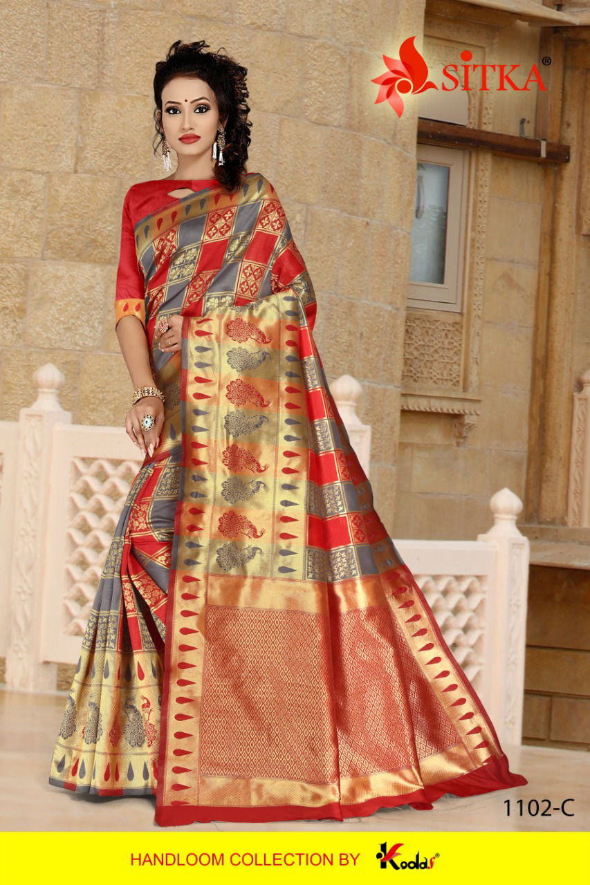 Sitka Cotton Silk Party Wear Sarees Collection